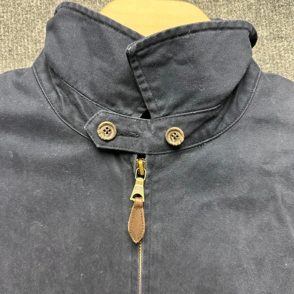 Polo Ralph Lauren Mens Harrington Jacket Navy Blue Plaid Lined Large Cotton Zip